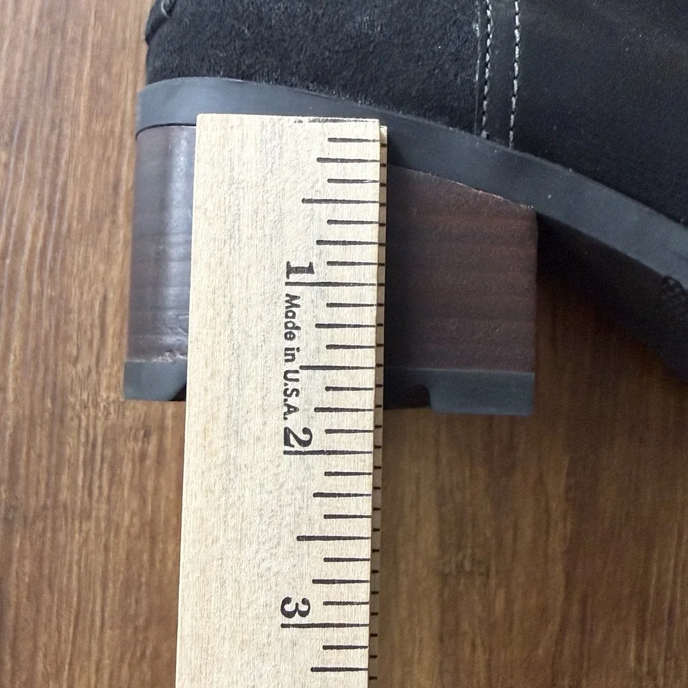 SOREL Cate Tall Waterproof Boots Womens 5 Black Suede Leather Block Heel